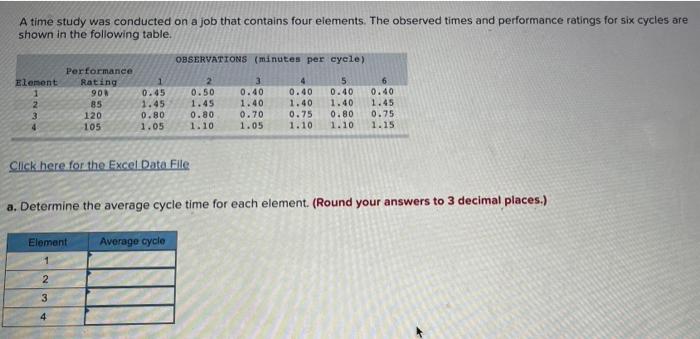 2 A time study was conducted on a job that