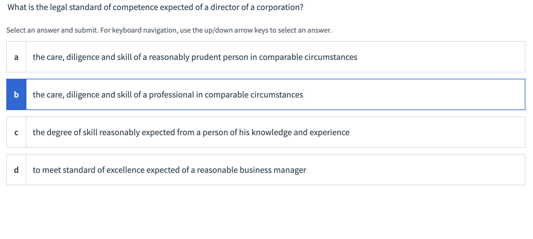 Not B What is the legal standard of competence