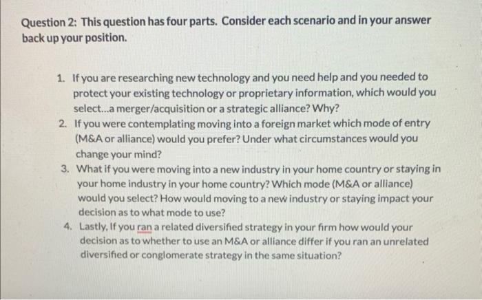 Question 2: This question has four parts.