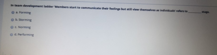 In team development ladder "Members start to