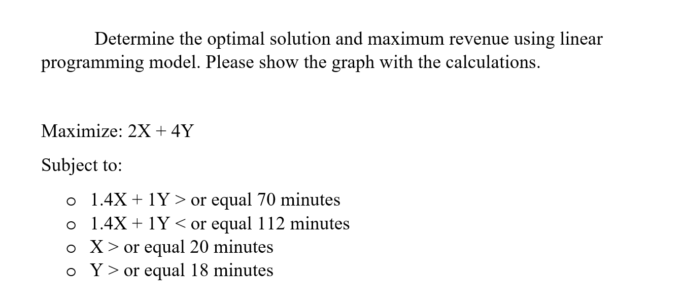 Determine the optimal solution and maximum