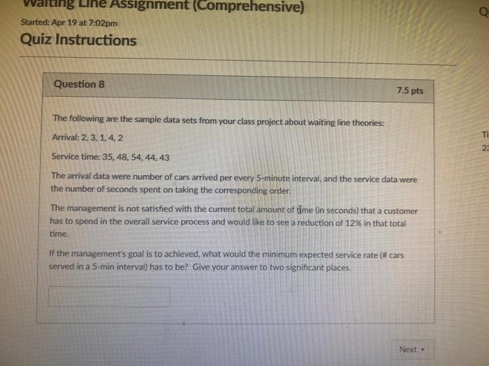 Q Waiting Line Assignment (Comprehensive)