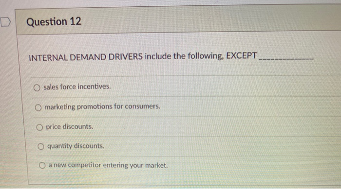 i know its not quantity discounts Question 12