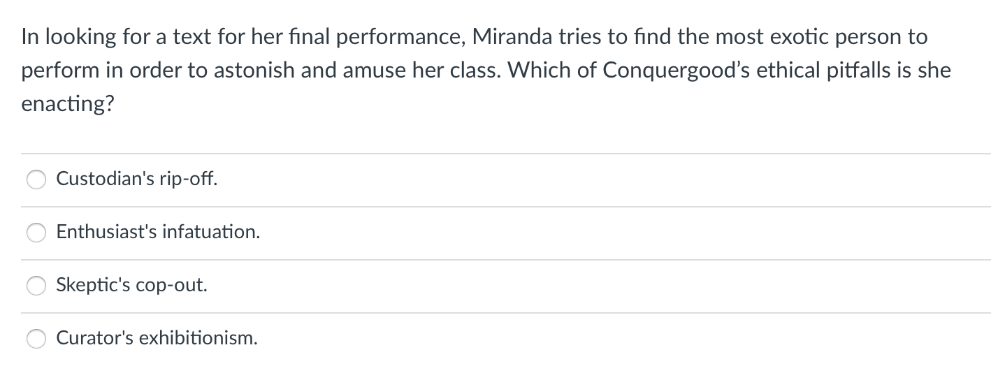 In looking for a text for her final performance,