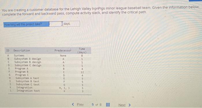 You are creating a customer database for the