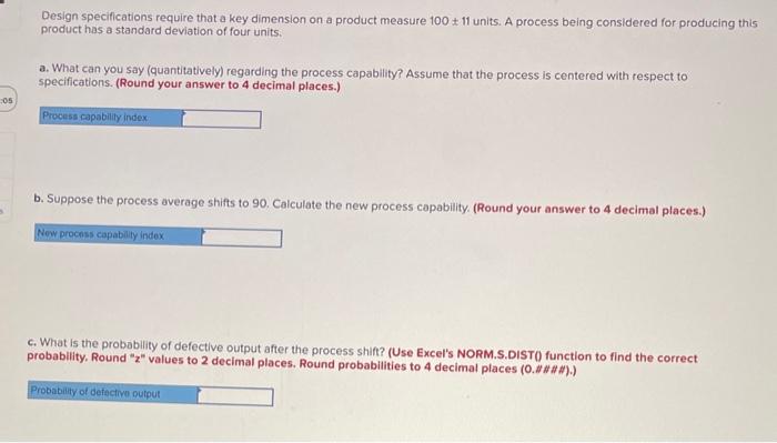 Design specifications require that a key