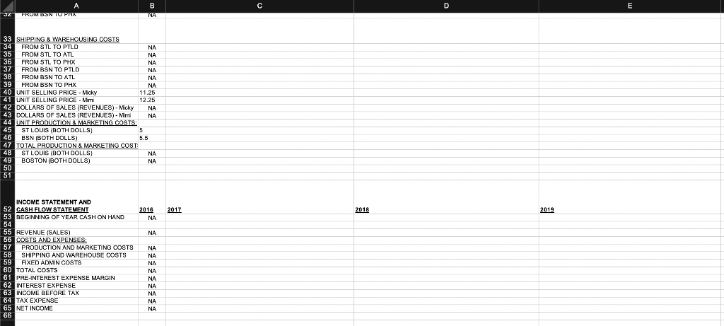Please complete the Excel. Thank You! A 1 Micky