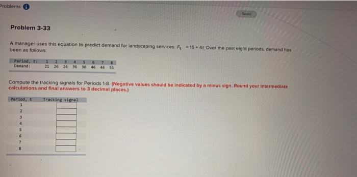 Problems Problem 3-33 A manager uses this