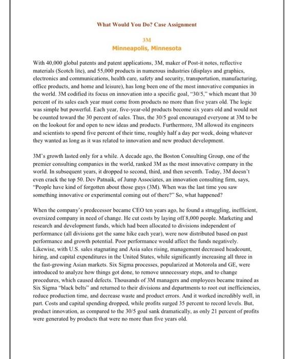 What Would You Do? Case Assignment 3M