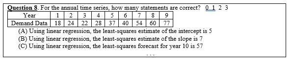 Question 8. For the annual time series, how many