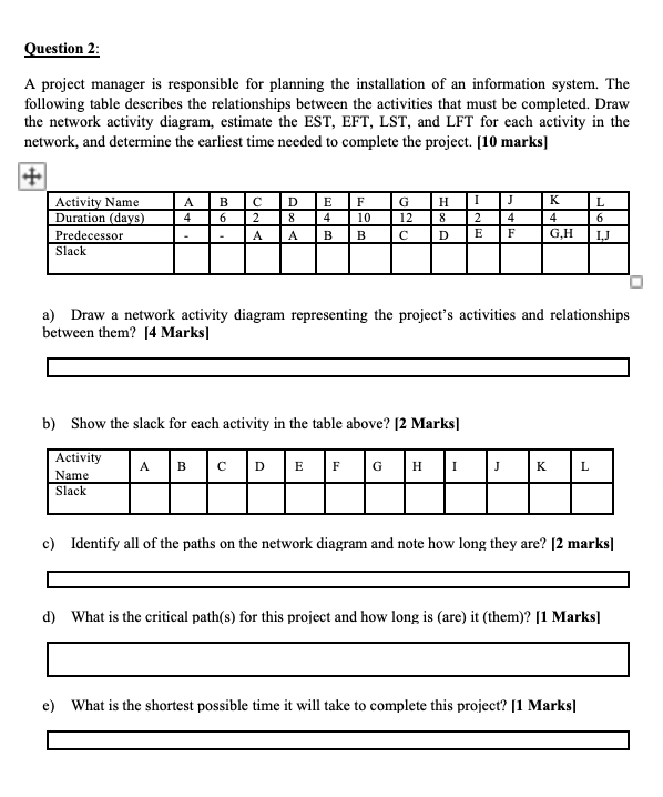 Question 2: A project manager is responsible for