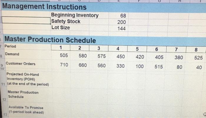 H Management Instructions Beginning Inventory