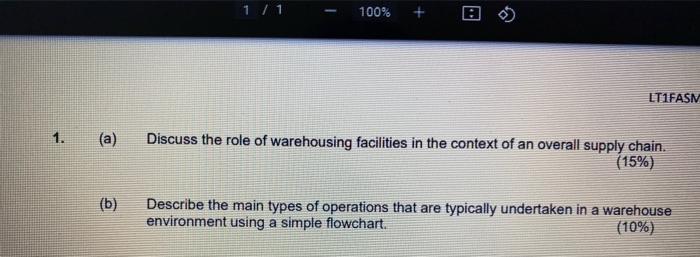1 / 1 100% LT1FASM 1. (a) Discuss the role of