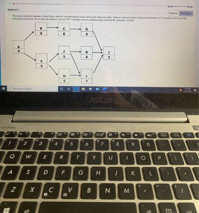 Question 7 10 points The project network diagram