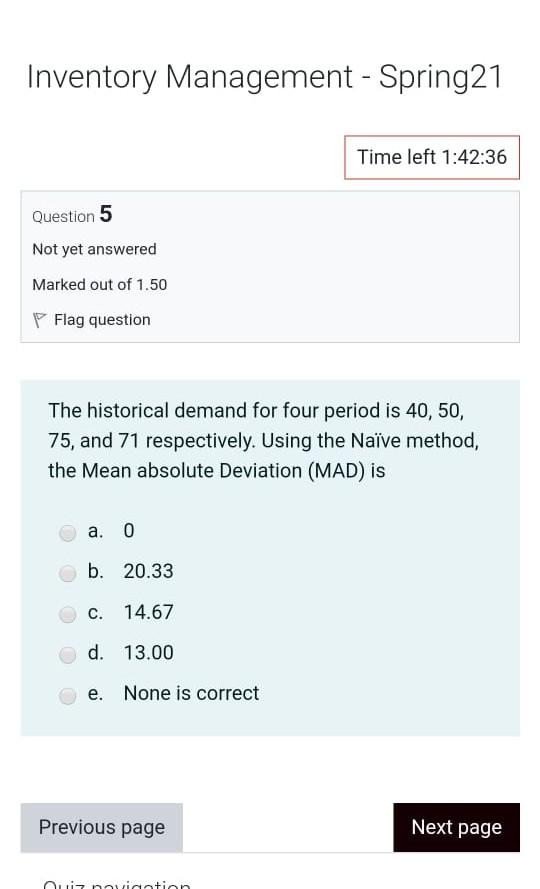 Inventory Management - Spring21 Time left 1:42:36