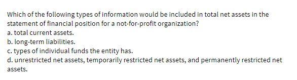 Which of the following types of information would