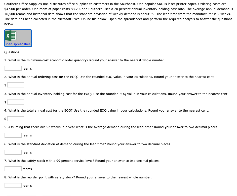 Fixed Order Quantity Inventory System with