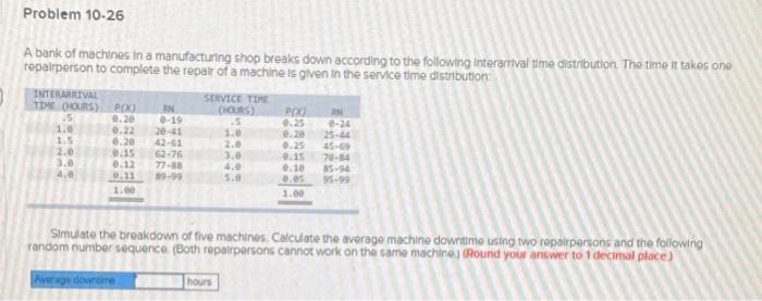 Problem 10-26 A bank of machines in a