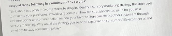 for Michael's Respond to the following in a