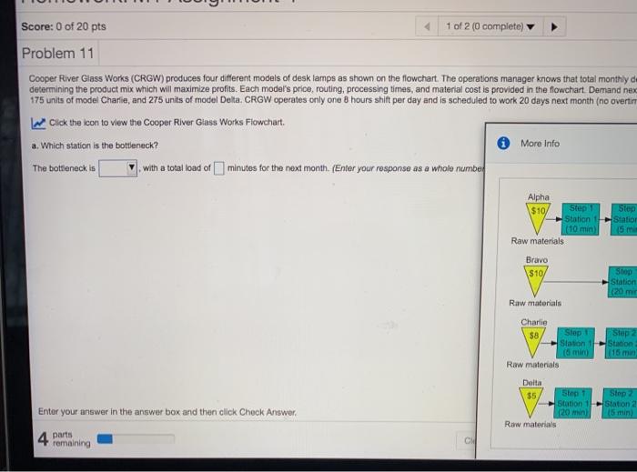Score: 0 of 20 pts 1 of 2 (0 complete) Problem 11