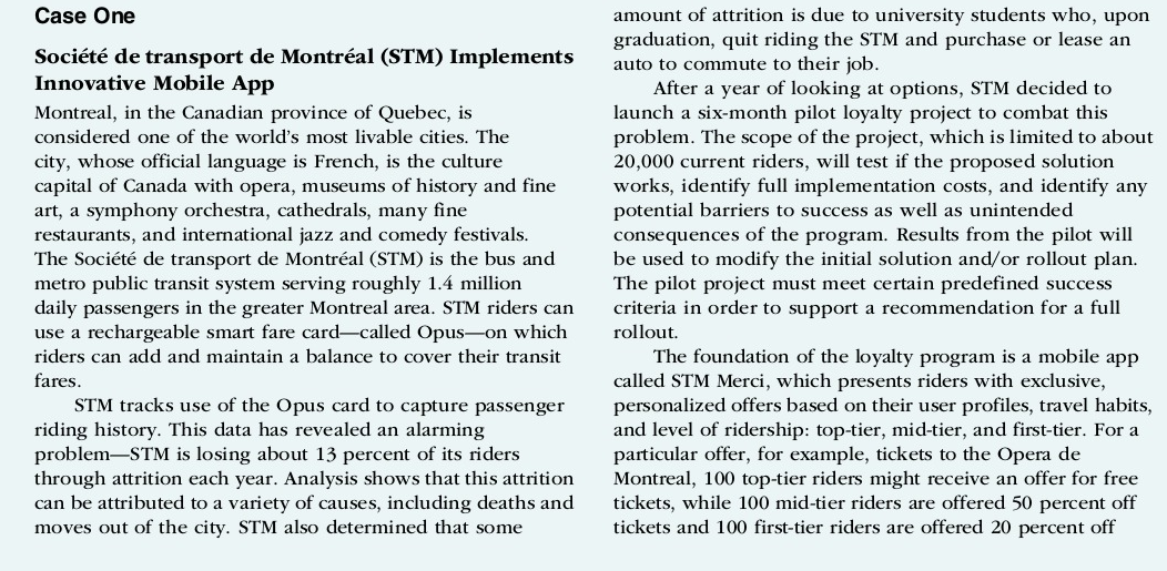 Case One Socit de transport de Montral (STM)