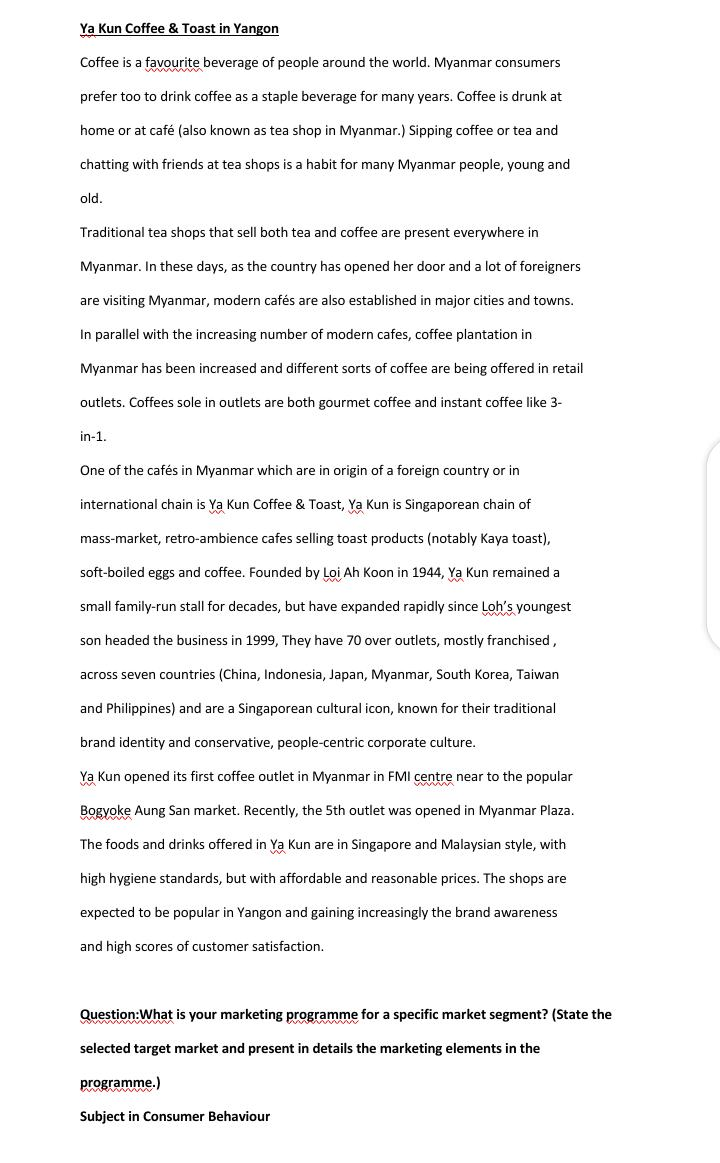 Ya Kun Coffee & Toast in Yangon Coffee is a