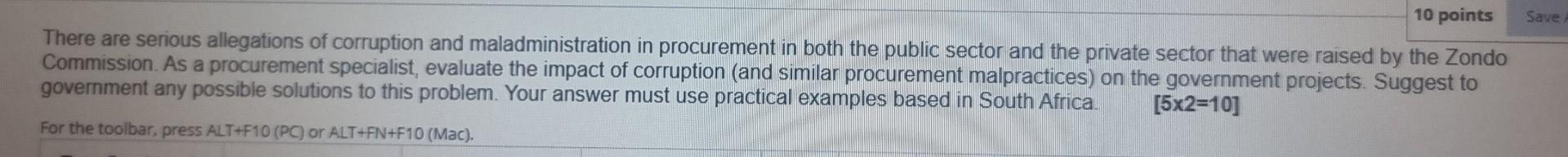 10 points Save There are serious allegations of