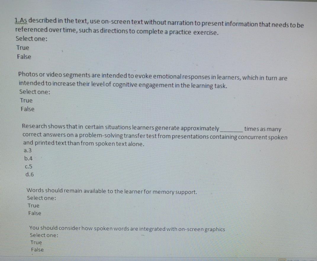 e-learning and the science of instruction 1.As