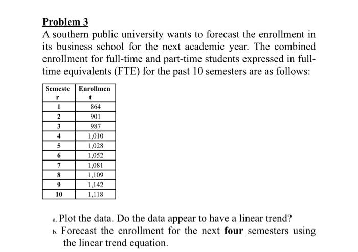 Problem 3 A southern public university wants to