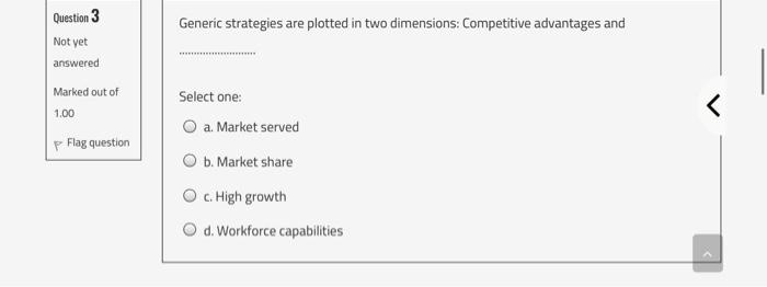 Question 3 Generic strategies are plotted in two