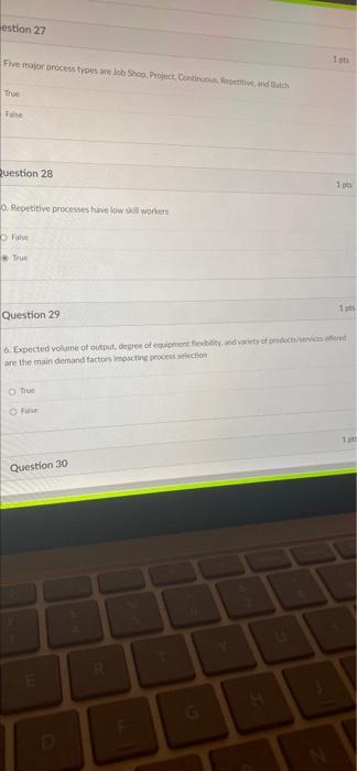 number 29 estion 27 1st Five major process type