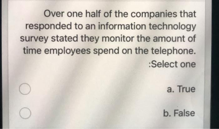 Over one half of the companies that responded to