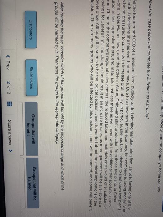 eading the case, consider which of the groups