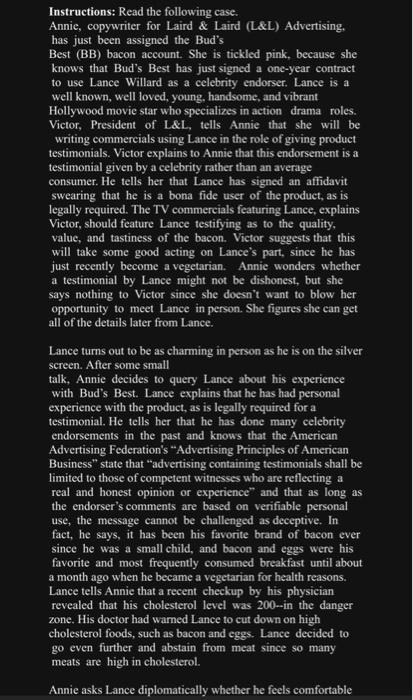 Instructions: Read the following case. Annie,