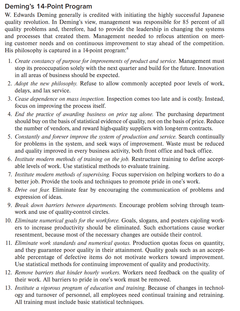 W. Edward Deming is regarded as the father of the