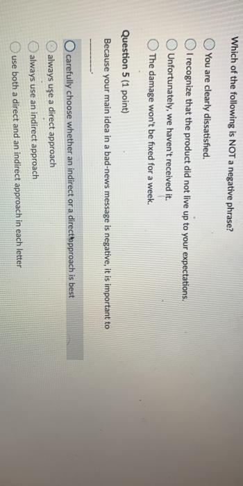 Which of the following is NOT a negative phrase?