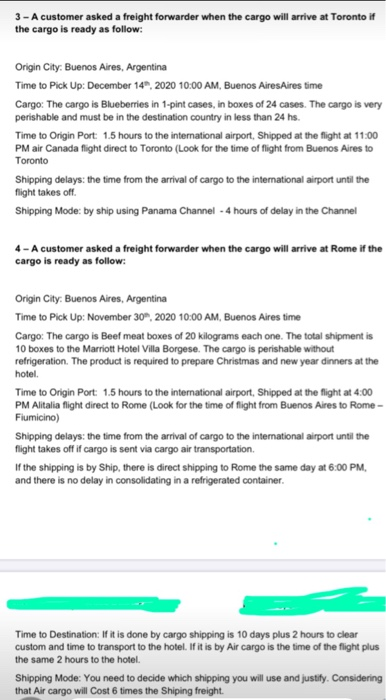 3 - A customer asked a freight forwarder when the