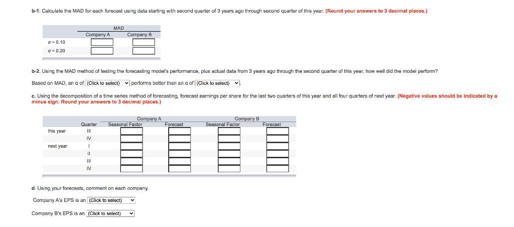 Here are earnings per share for two companies by