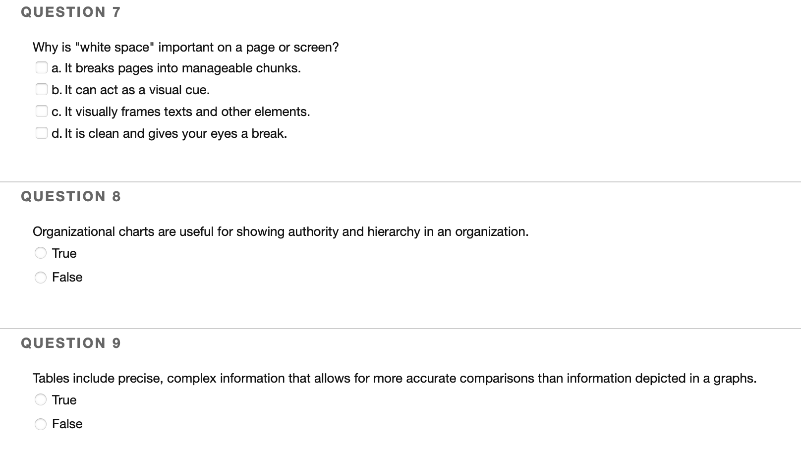 QUESTION 7 Why is "white space" important on a
