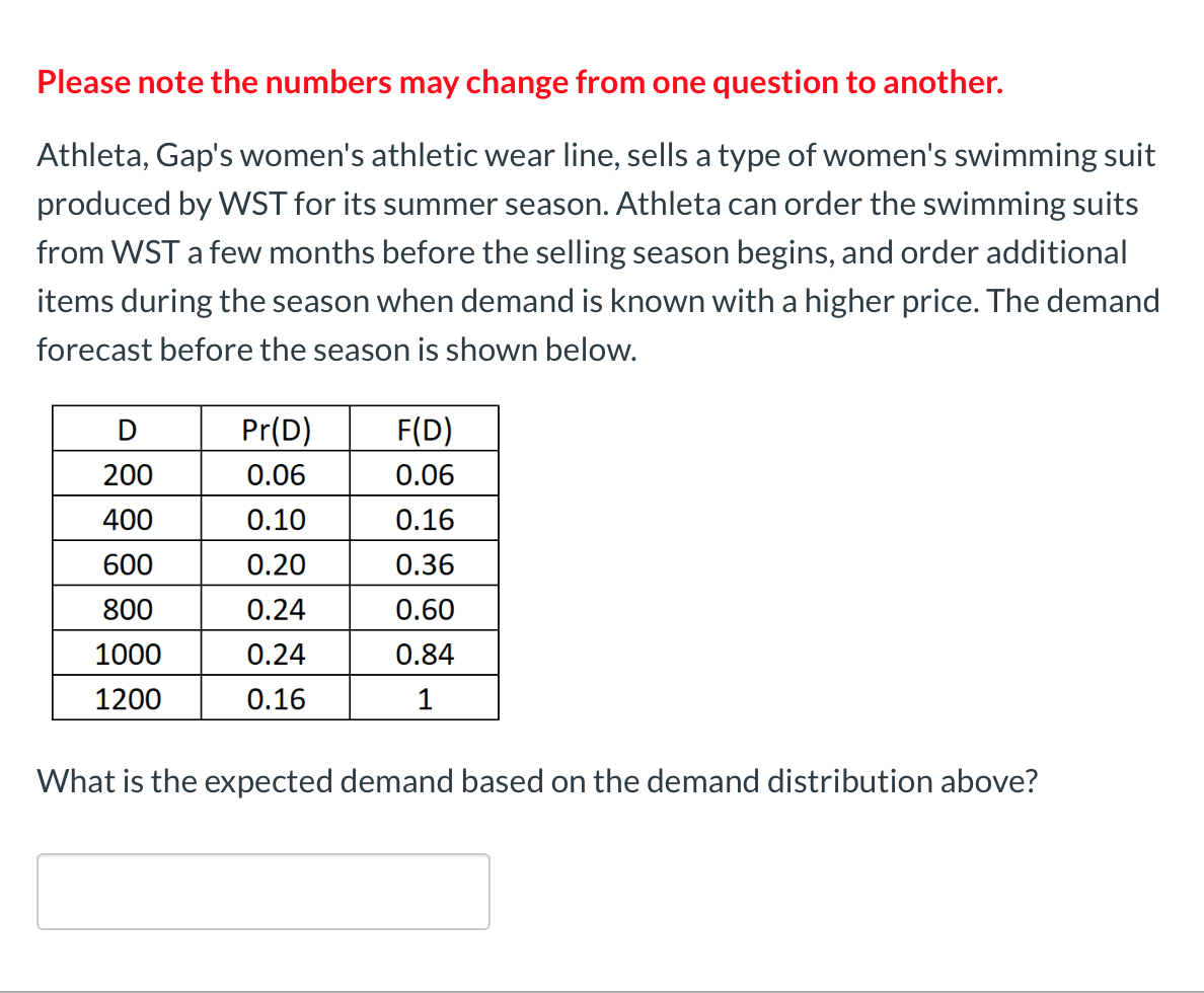 Please note the numbers may change from one
