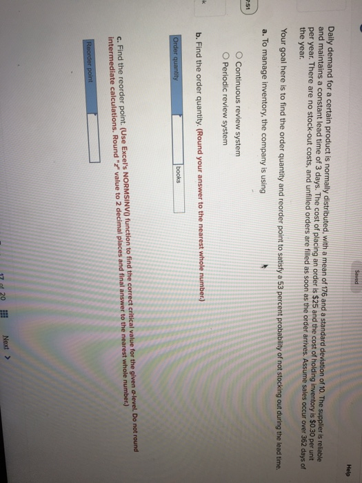 Sayed Help Daily demand for a certain product is