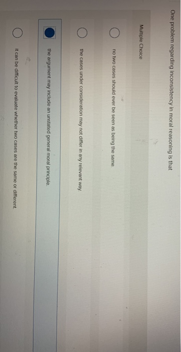 One problem regarding inconsistency in moral