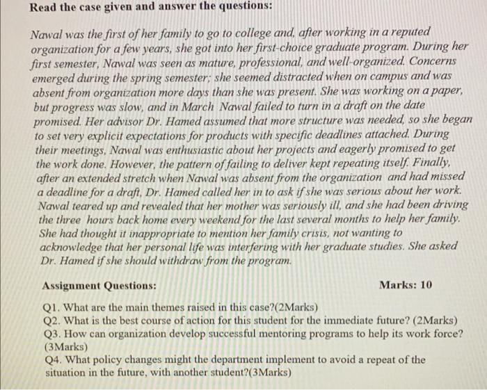 The subject Is H.R Read the case given and answer