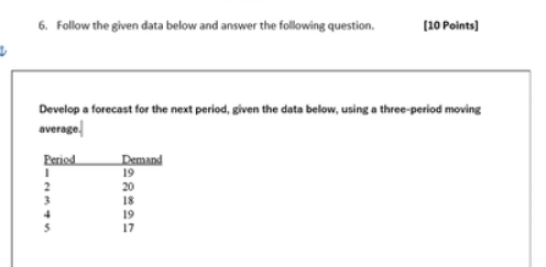 6. Follow the given data below and answer the