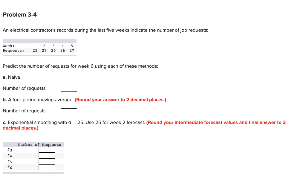 Problem 3-4 An electrical contractor's records