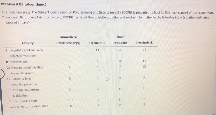 Problem 9-09 (Algorithmic) At a local university,