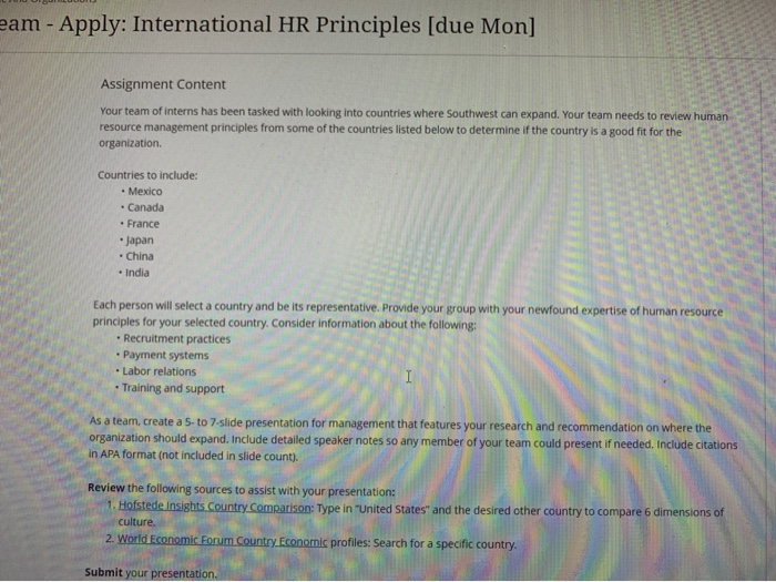 eam - Apply: International HR Principles (due