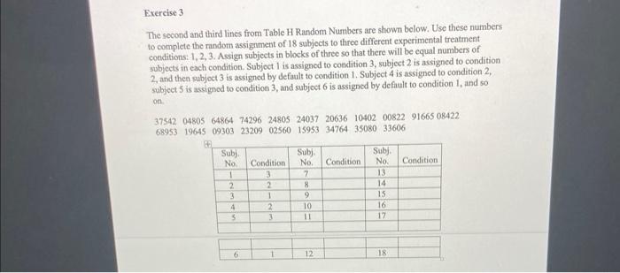 Exercise 3 The second and third lines from Table