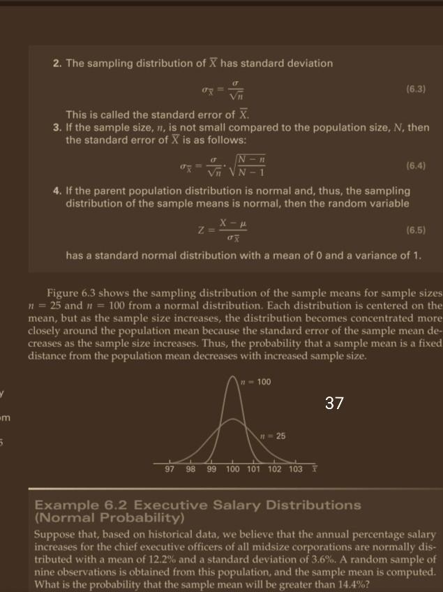 t 2. The sampling distribution of X has standard
