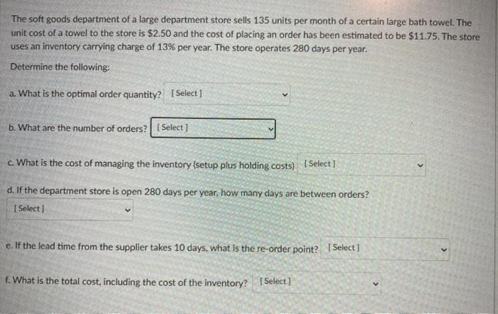 The soft goods department of a large department